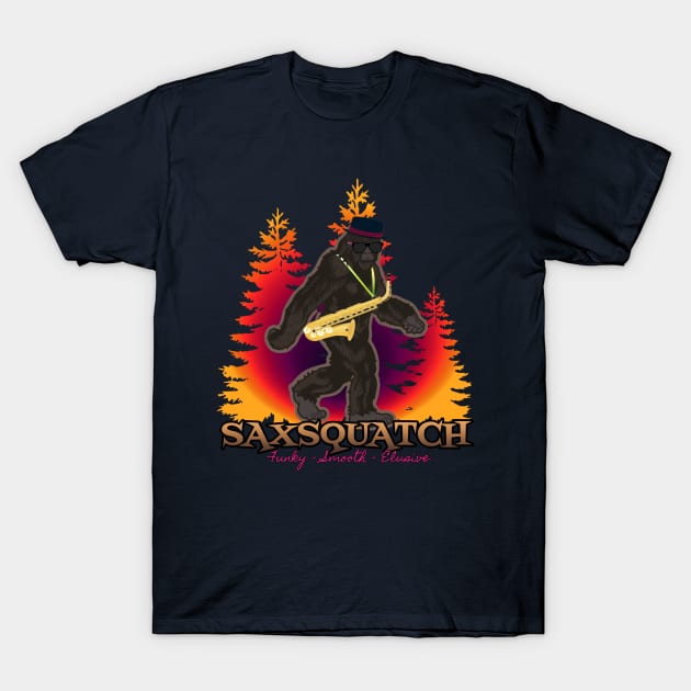 Saxquatch...Catch Him If You Can T-Shirt by ILLannoyed 